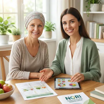 Nutritionist consulting with a cancer patient about a natural dietary treatment plan