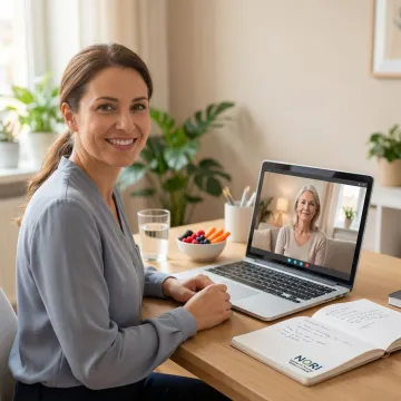 Breast cancer specialist conducting a compassionate nutritional consultation with a patient via video call