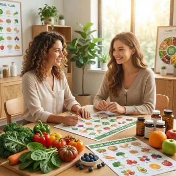 Cancer nutrition counseling session with fresh vegetables and personalized meal plan