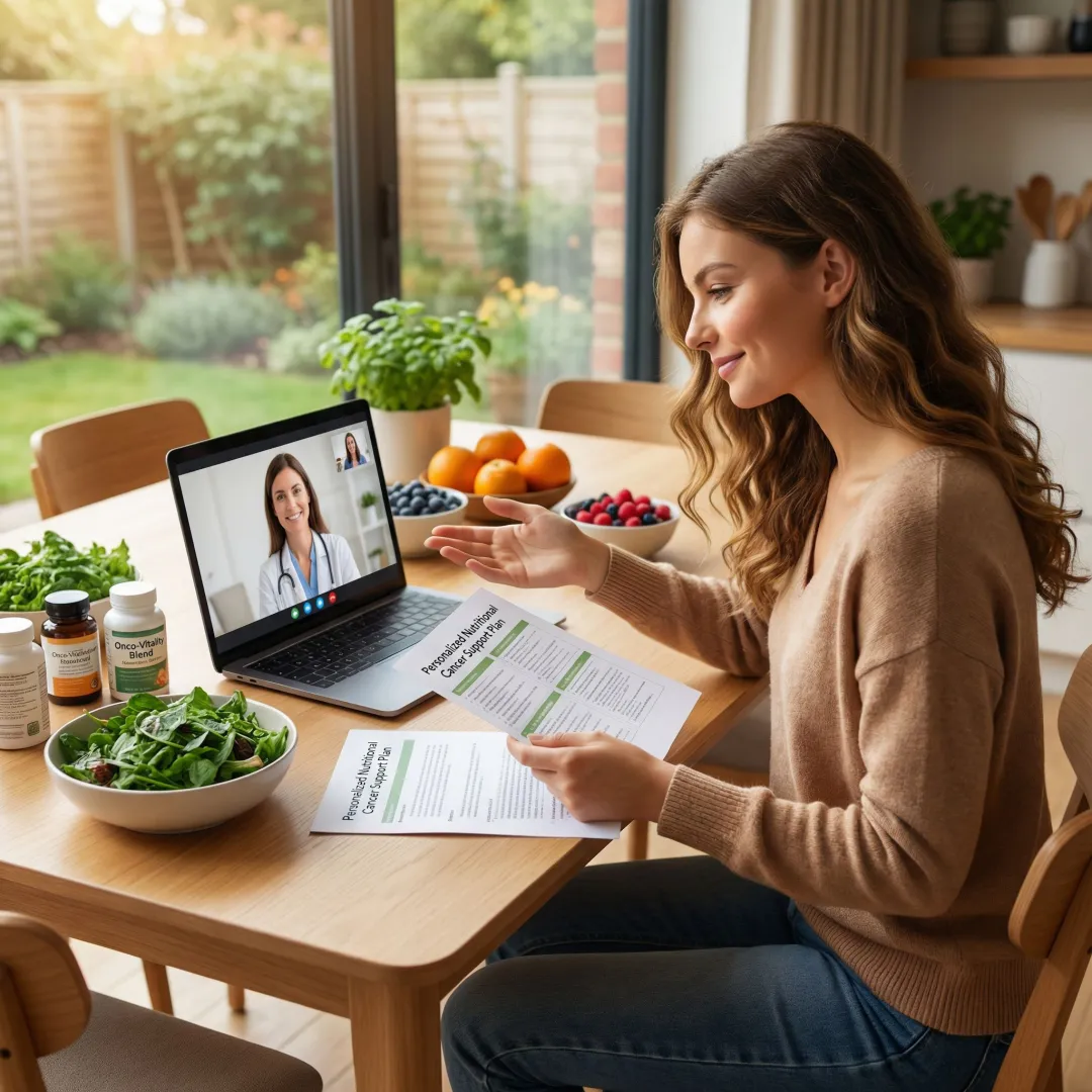 Person reviewing a personalized natural cancer nutrition plan at home