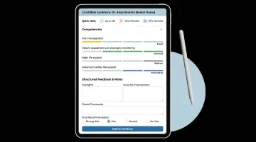 ATS-integrated interview scorecard interface displaying candidate evaluation and scoring fields