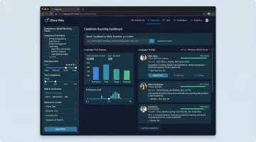 Obra Hire AI sourcing platform dashboard showing candidate search and profile matching interface