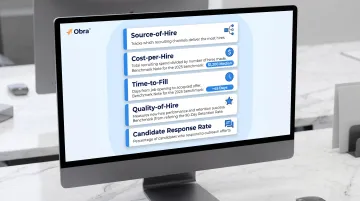 Five key recruitment sourcing performance metrics definitions and benchmarks table infographic