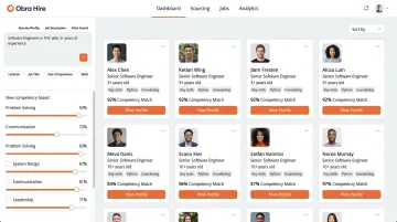 Obra Hire outbound sourcing platform candidate search interface dashboard