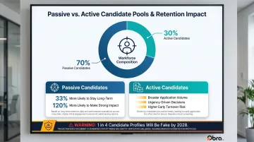 Passive versus active candidates retention rates and workforce composition statistics infographic