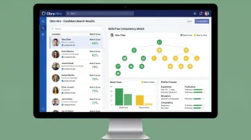 Obra Hire competency-based candidate search results showing skills match breakdown
