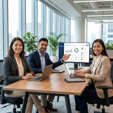 Recruiting team using outbound hiring software dashboard