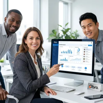 Recruiting team using AI hiring software dashboard