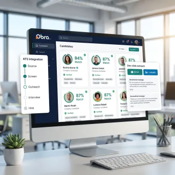 Hiring platform showing candidate matching and outreach tools