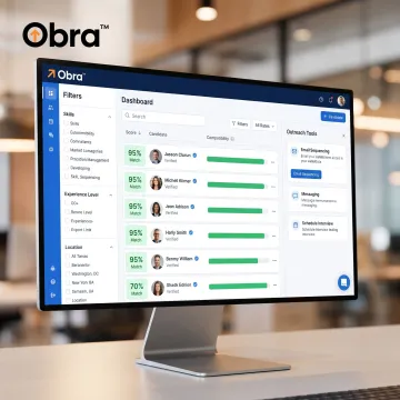 AI sourcing dashboard with candidate matches