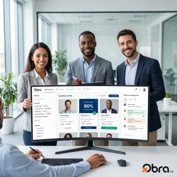 Recruiters using AI recruiting software dashboard