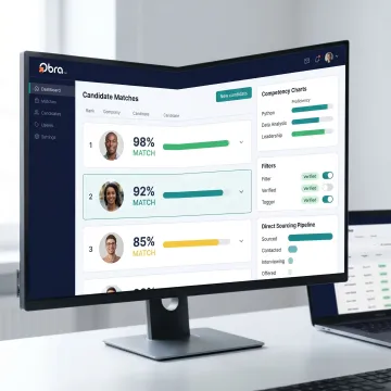 AI candidate matching interface with ranked profiles