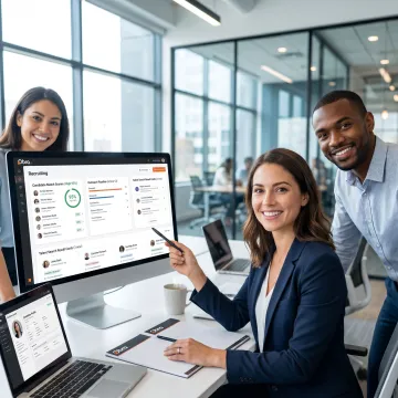Recruiting team reviewing candidate matches on hiring software