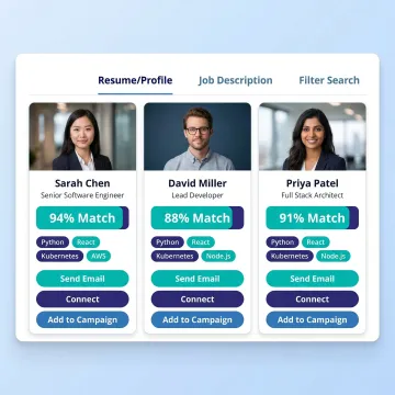 Recruiter reviewing matched candidates in sourcing platform