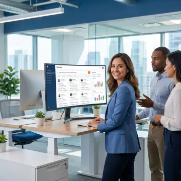 Recruiter using AI prospecting software dashboard