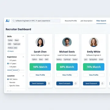 Recruiter reviewing matched candidates in platform