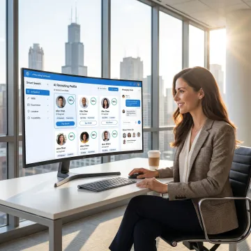 Hiring manager using AI talent sourcing platform