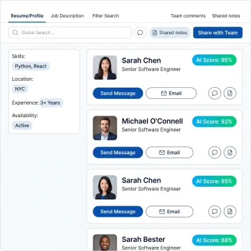 Recruiter using AI hiring platform to source passive candidates