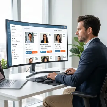 Recruiter reviewing AI developer candidates on hiring platform