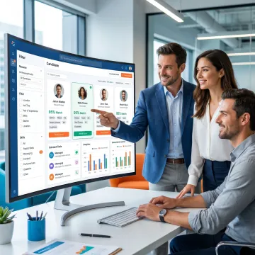 Recruiting team using an AI hiring platform dashboard