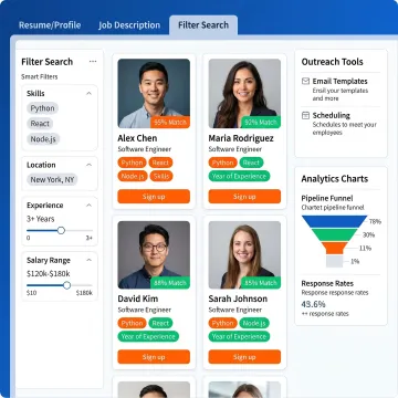 Recruiter sourcing IT candidates on hiring platform
