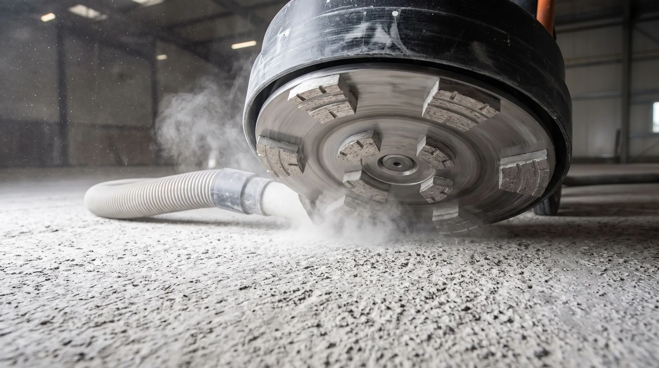 Concrete surface preparation shot blasting equipment on industrial floor