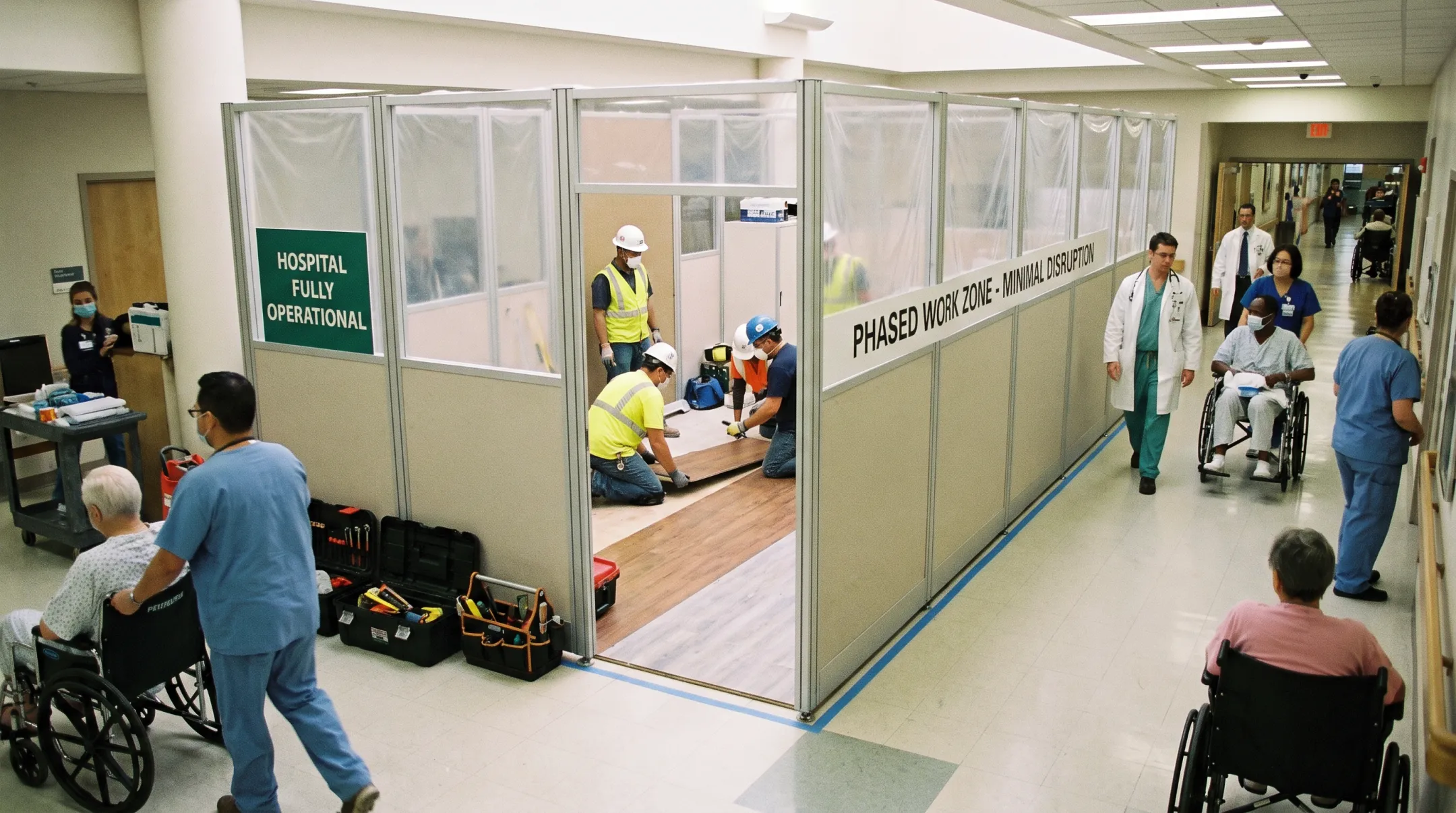 Occupied Flooring Solutions three-phase installation process in active senior care facility