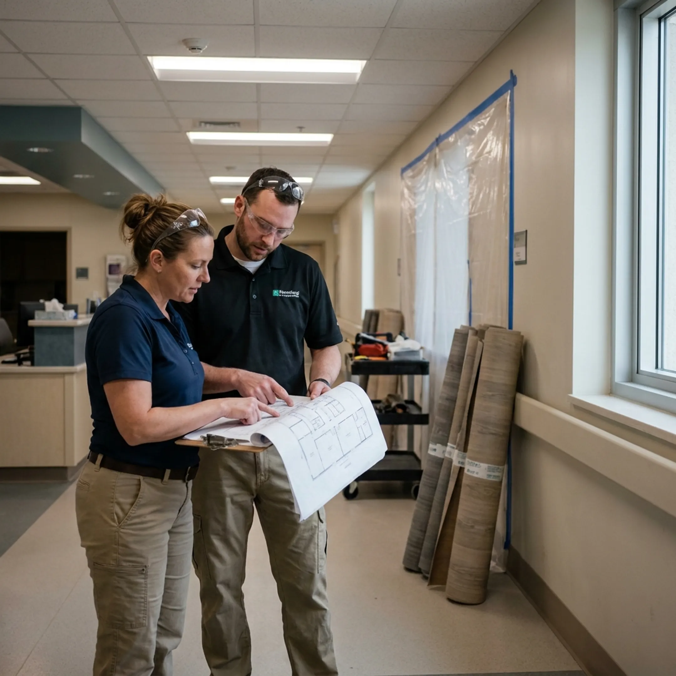 Healthcare flooring project managed by a professional installation team