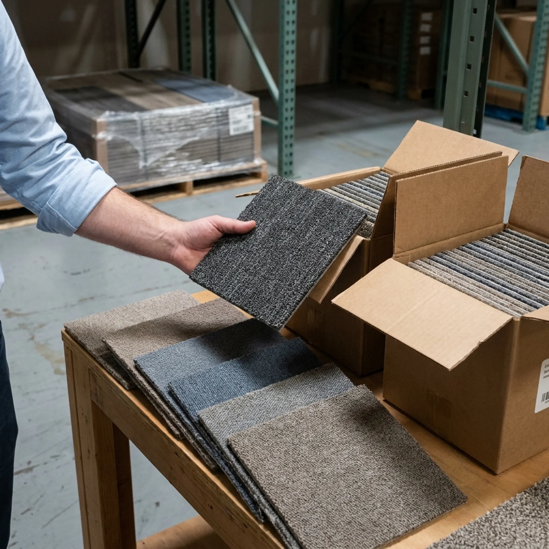 Architectural commercial flooring sample boards and pallets