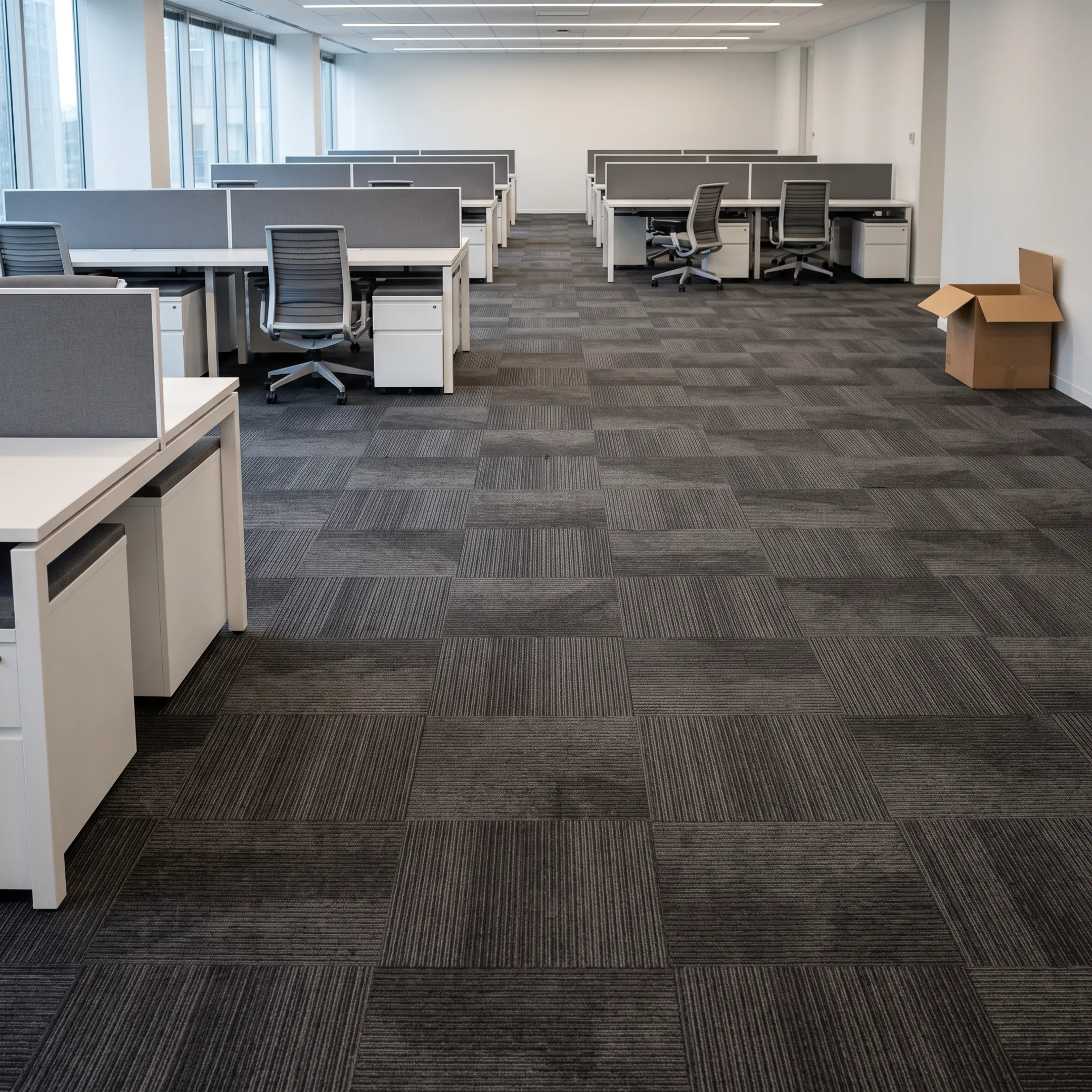 Commercial carpet installation completed in modern office space