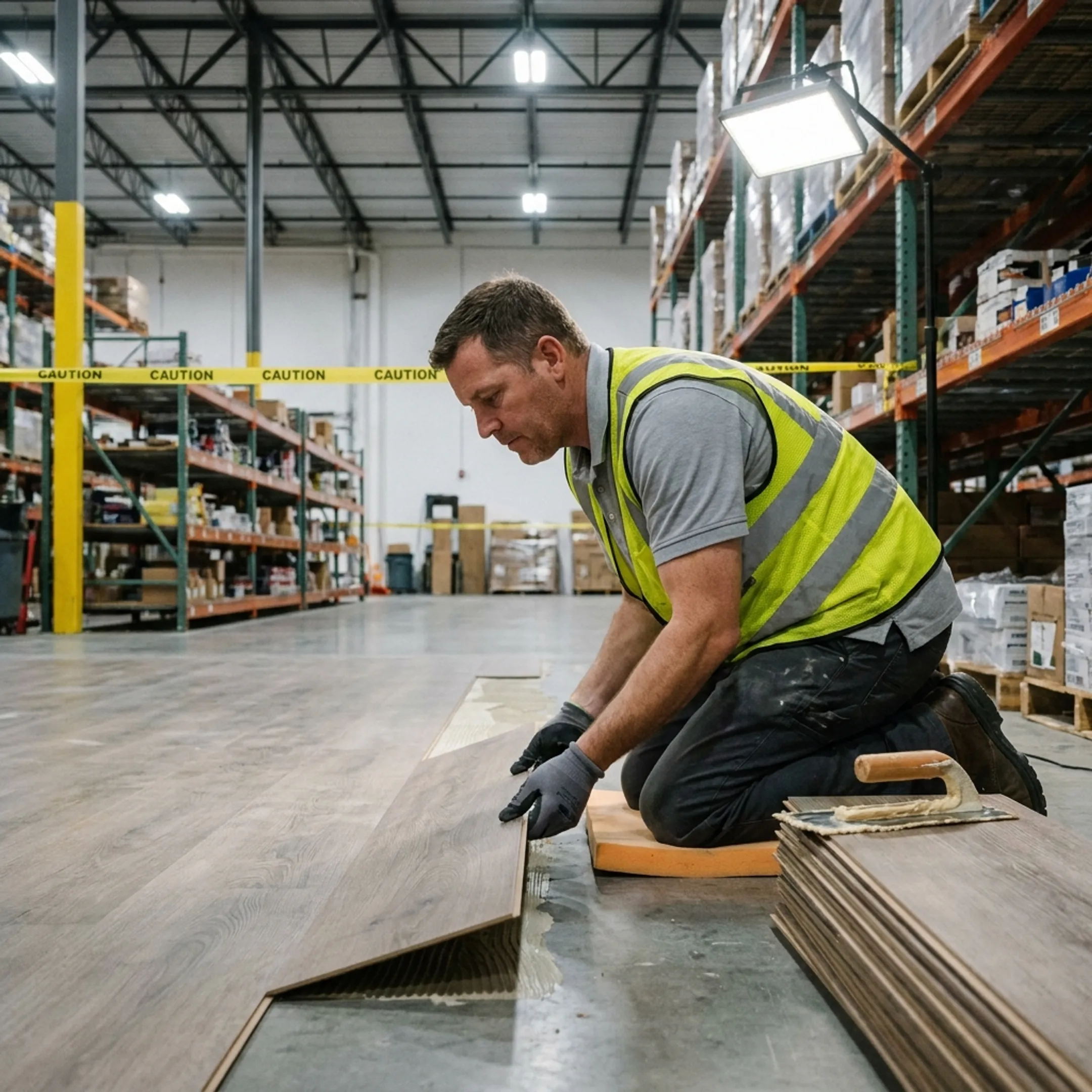 Industrial warehouse concrete surface preparation and commercial finish