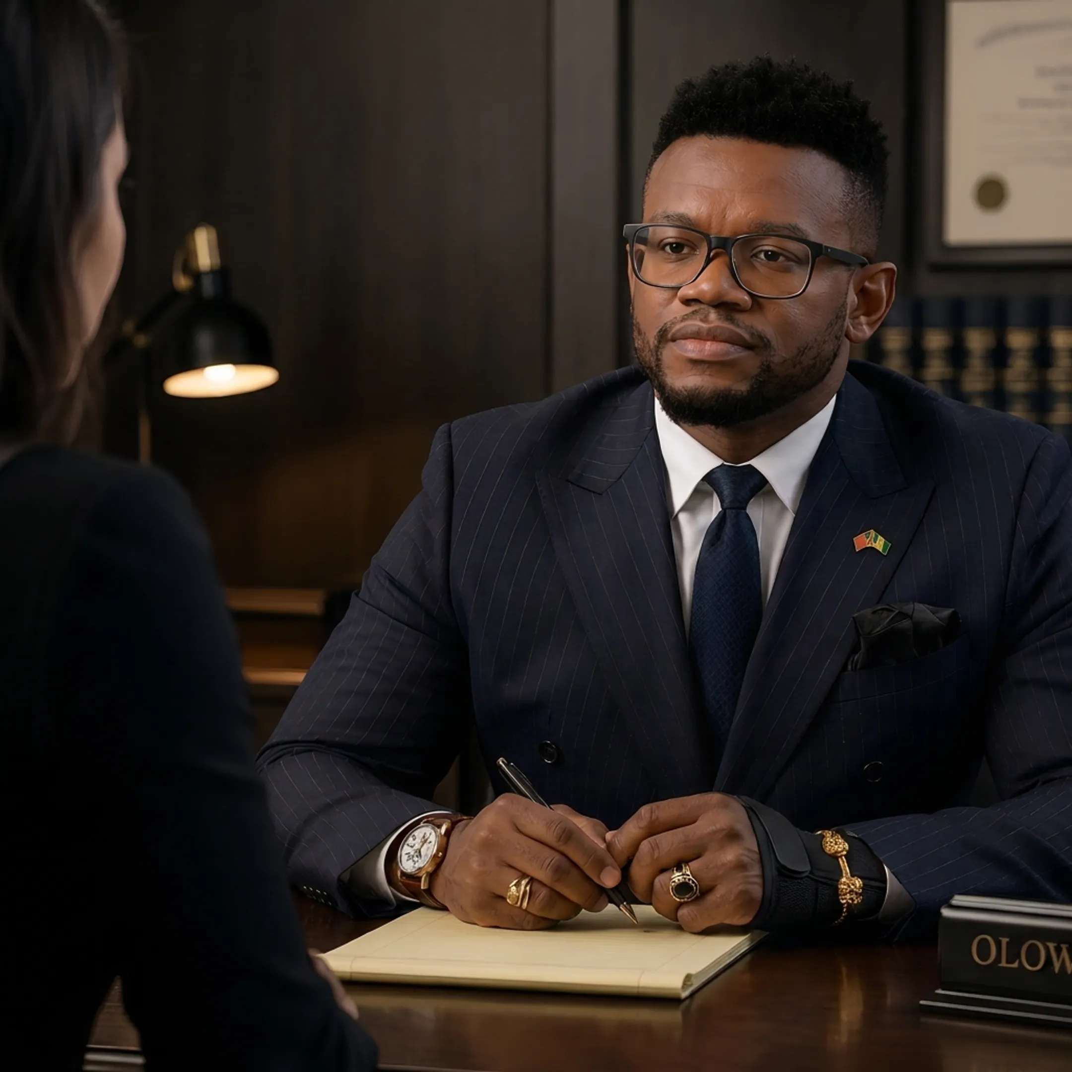 Attorney reviewing a slip and fall injury case with a client