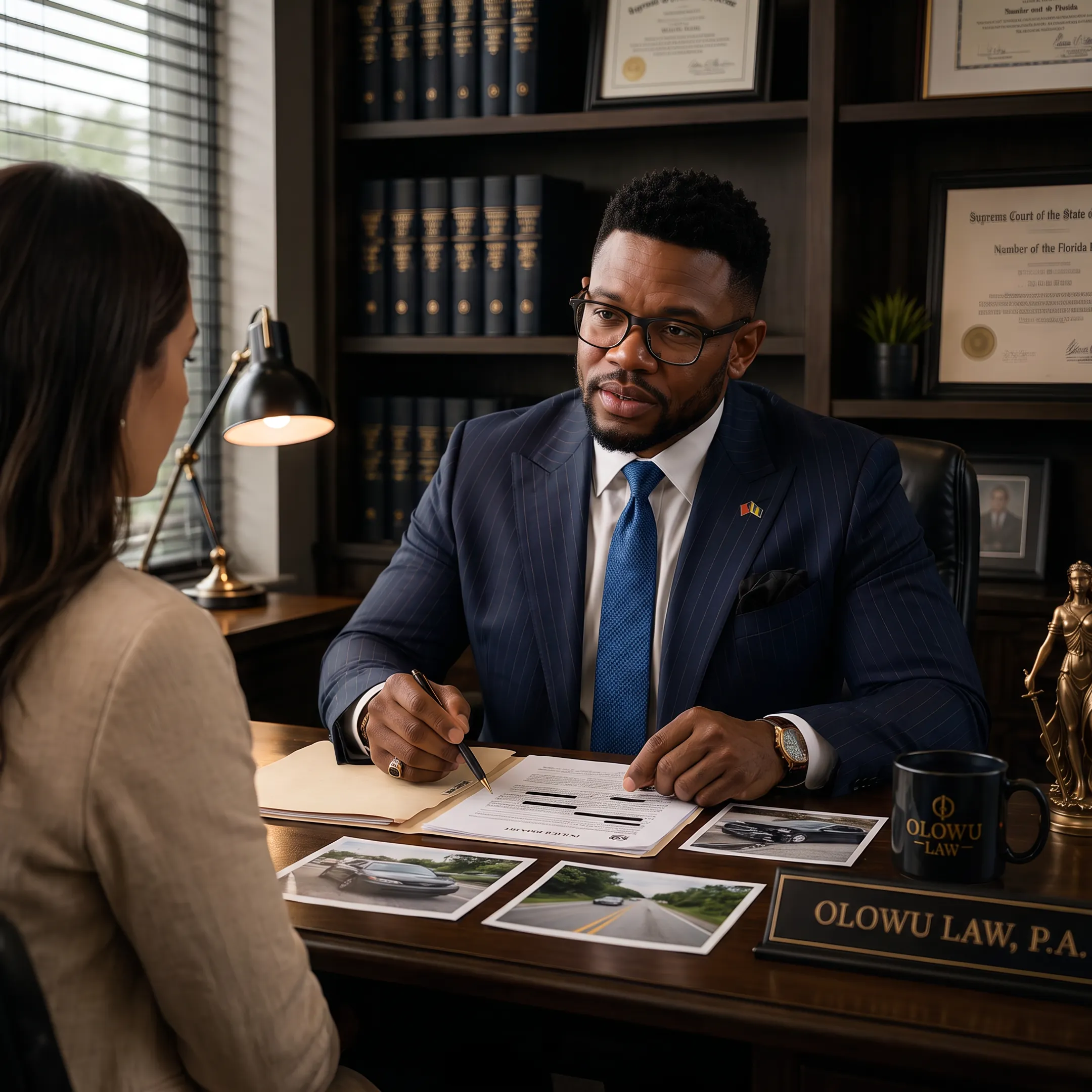 Attorney explaining DUI defense options to a client across a conference table