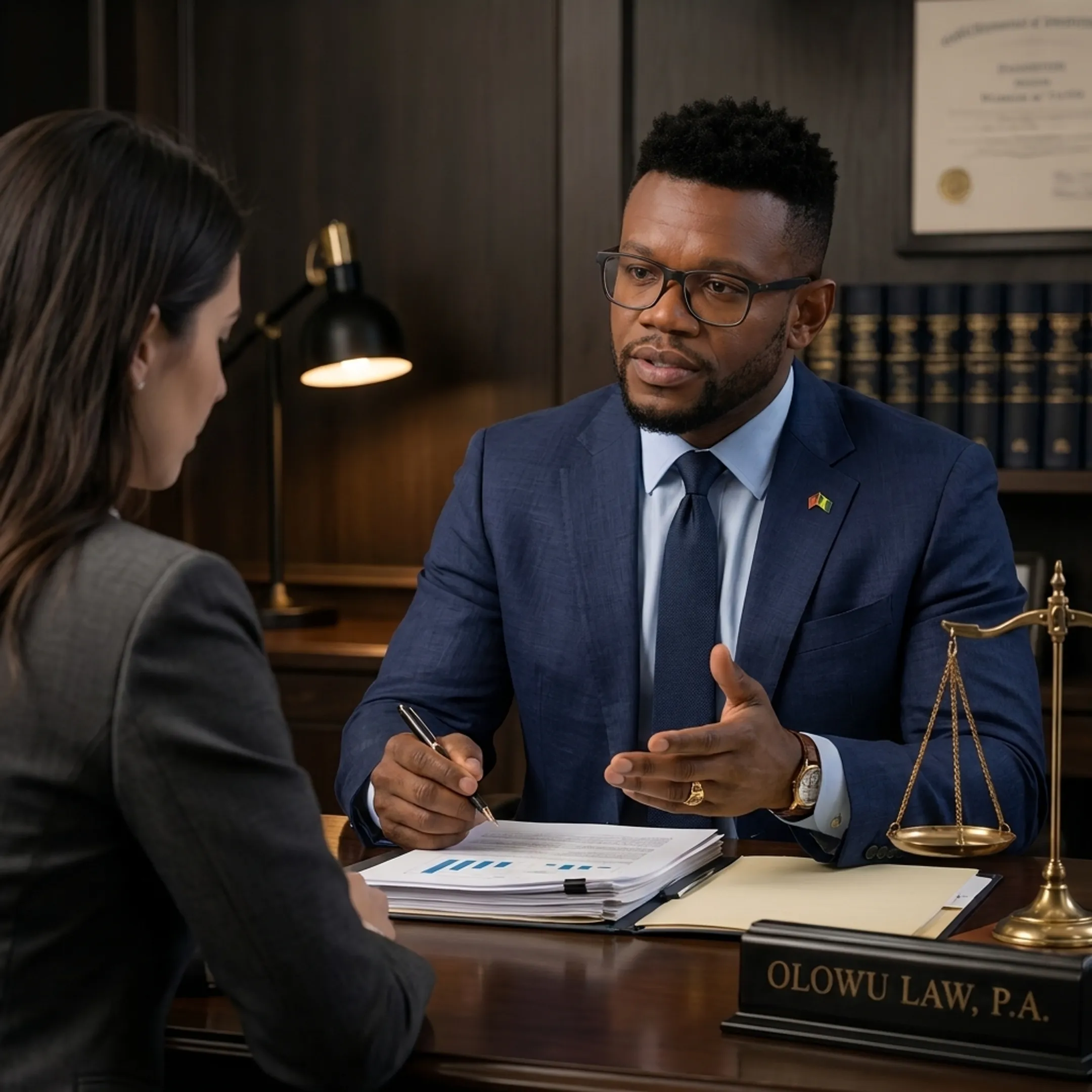 Attorney explaining DUI defense options to a client during a confidential consultation
