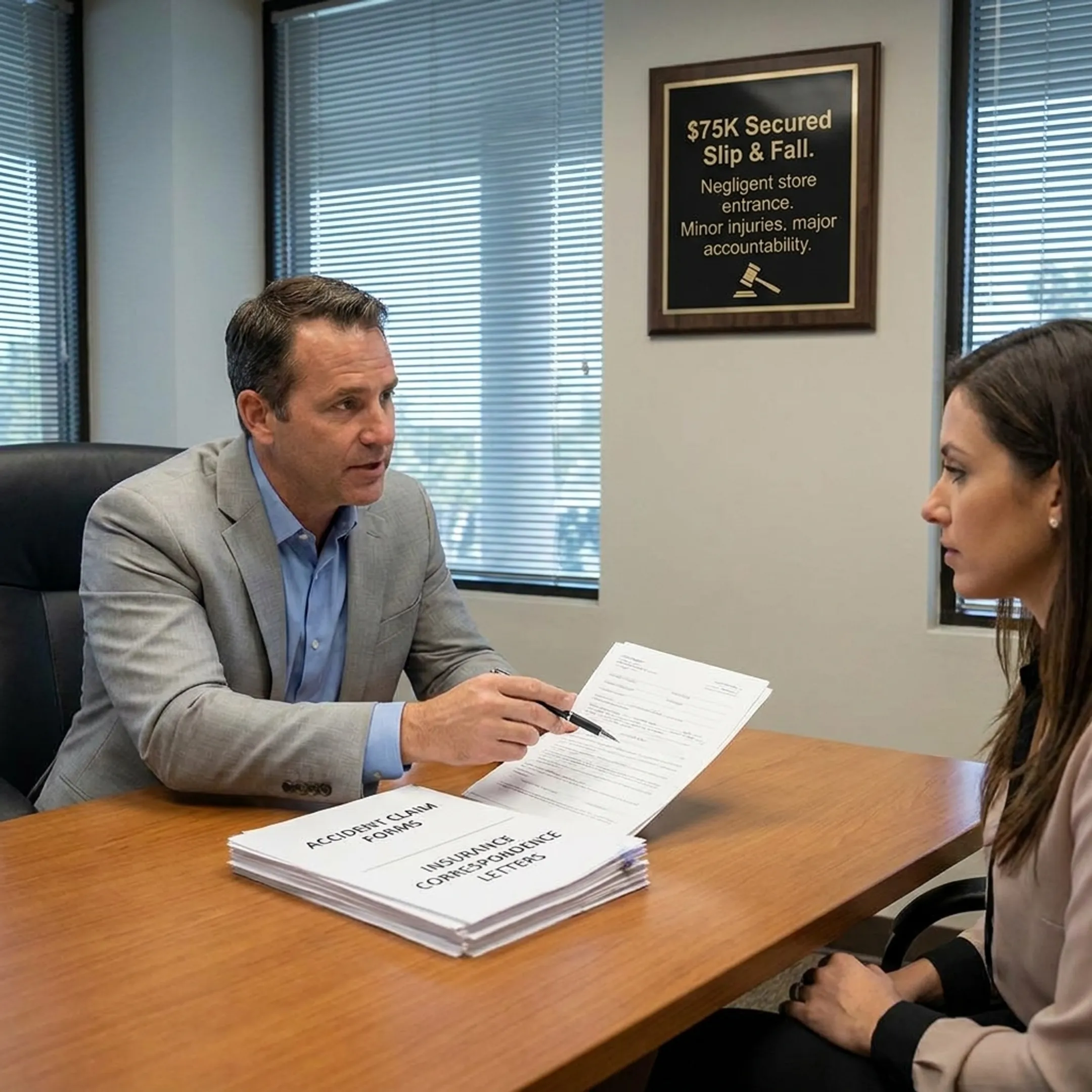 Attorney explaining a personal injury claim to a client