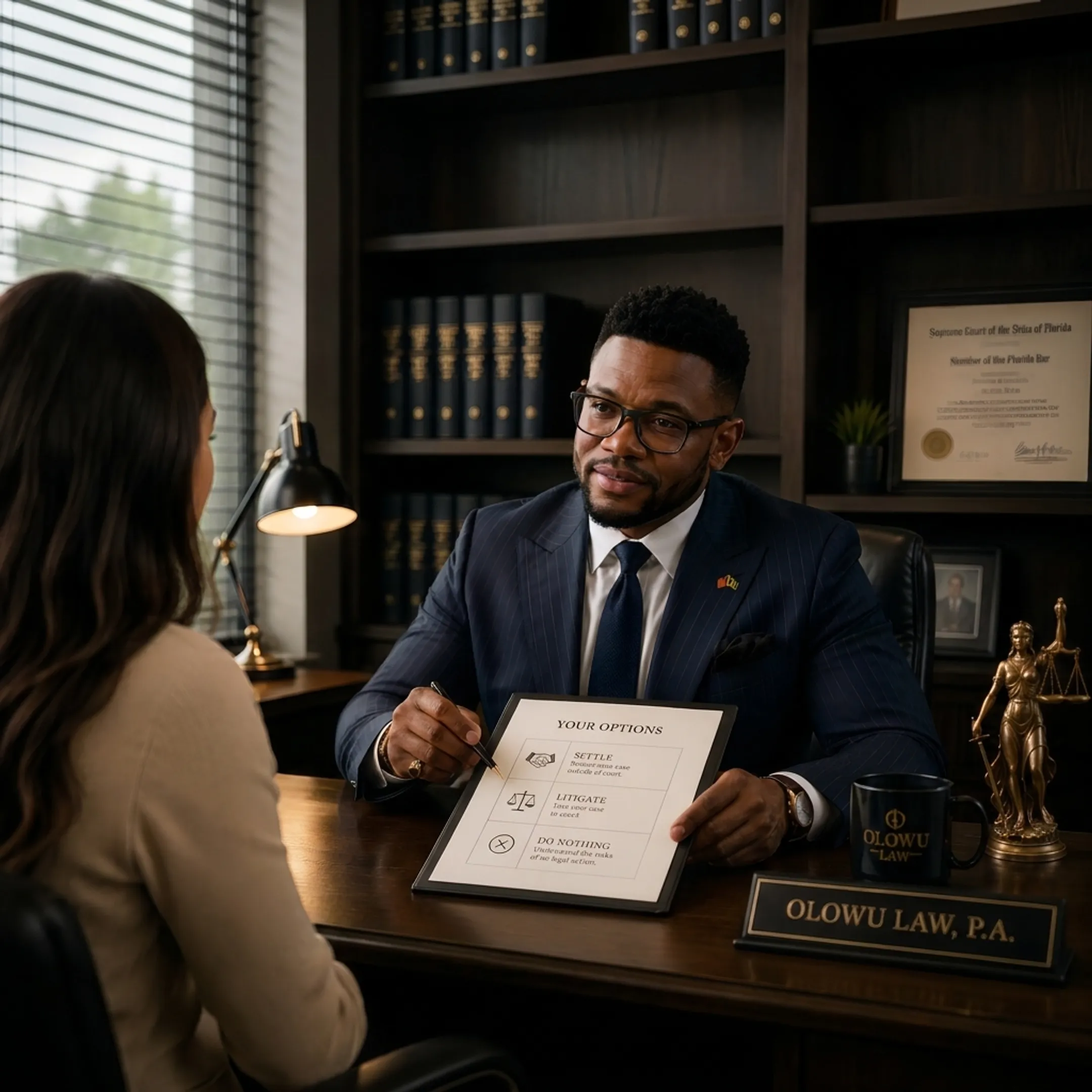 Attorney discussing a personal injury case with a client