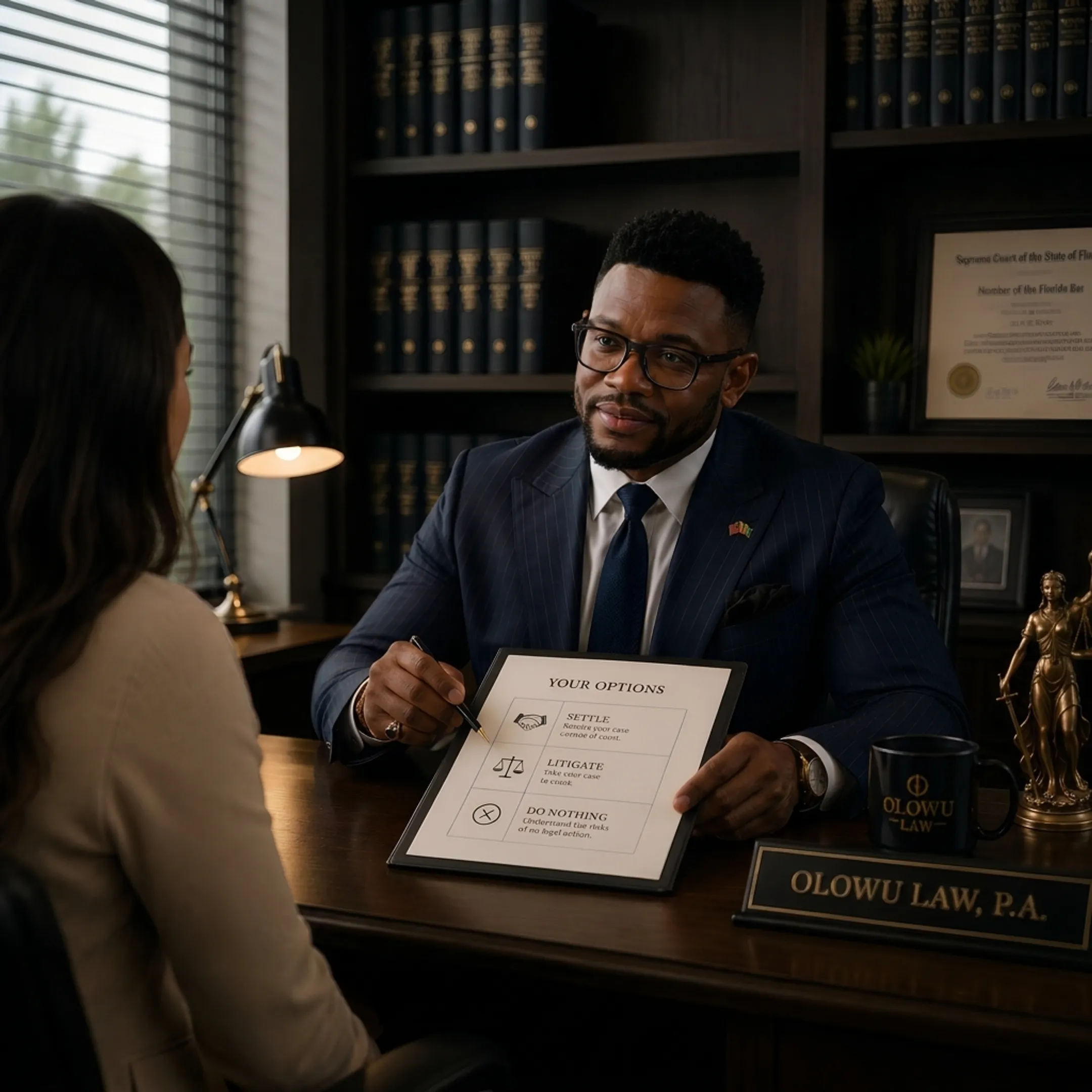 Attorney explaining truck accident claim options to a client