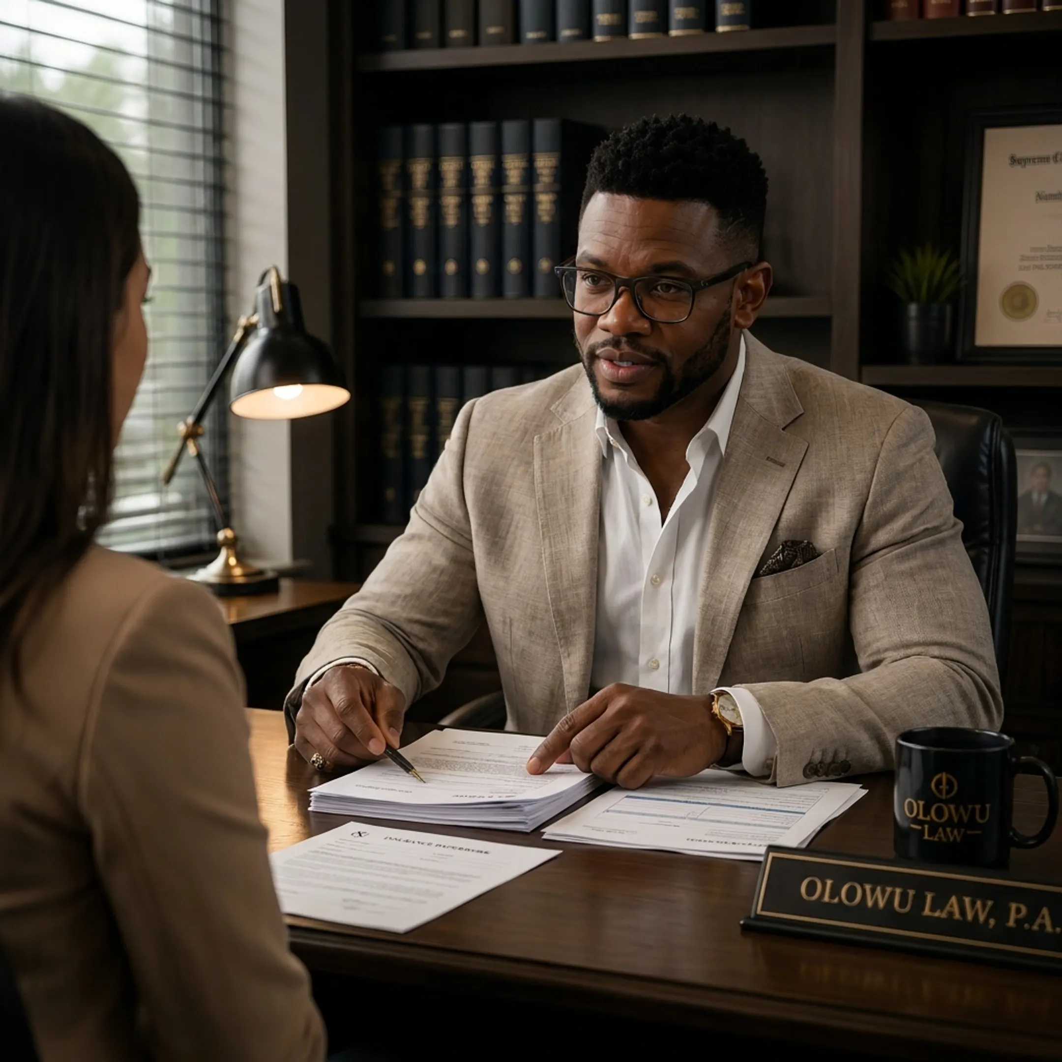 Attorney discussing a personal injury claim with a client