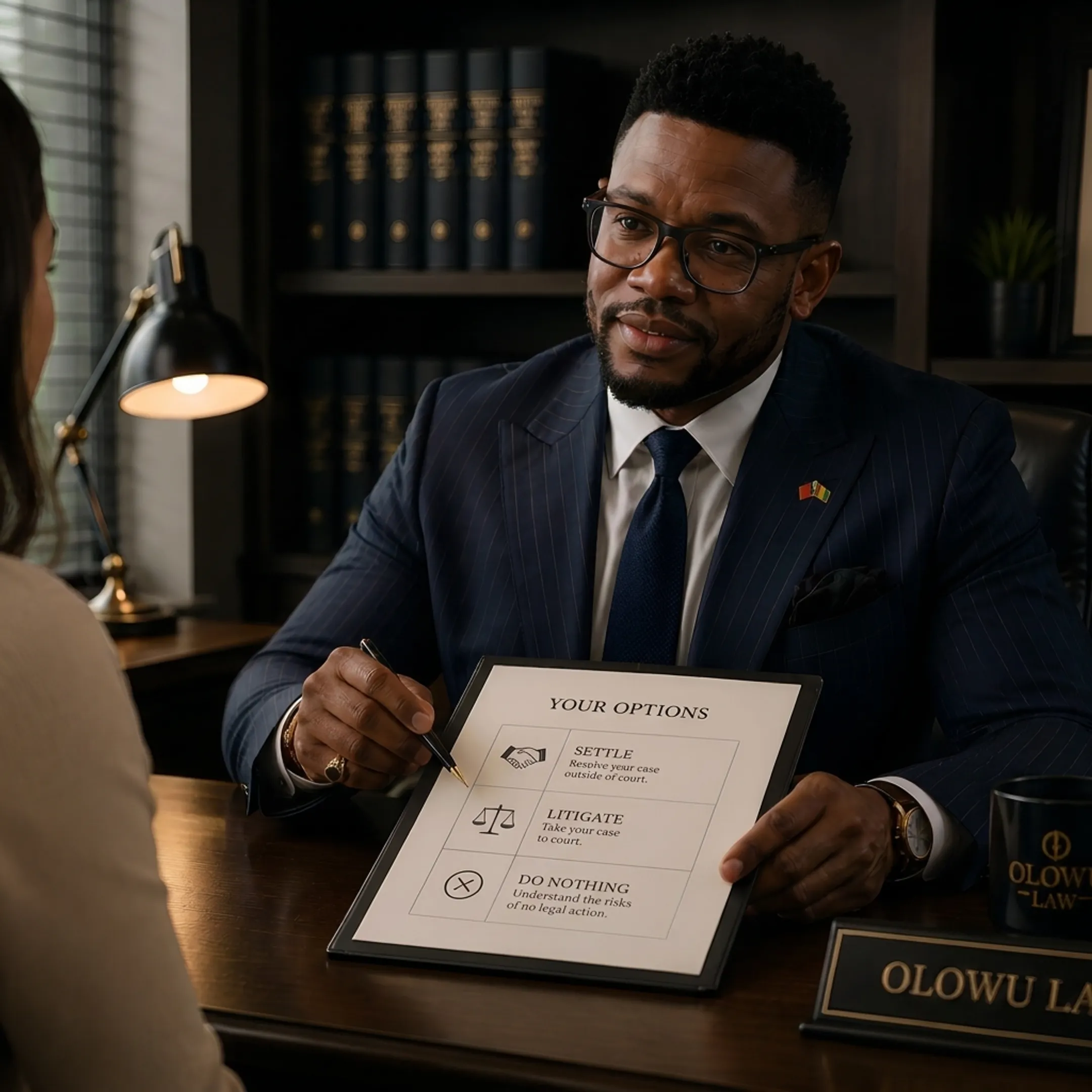 Attorney explaining personal injury claim documents to a client