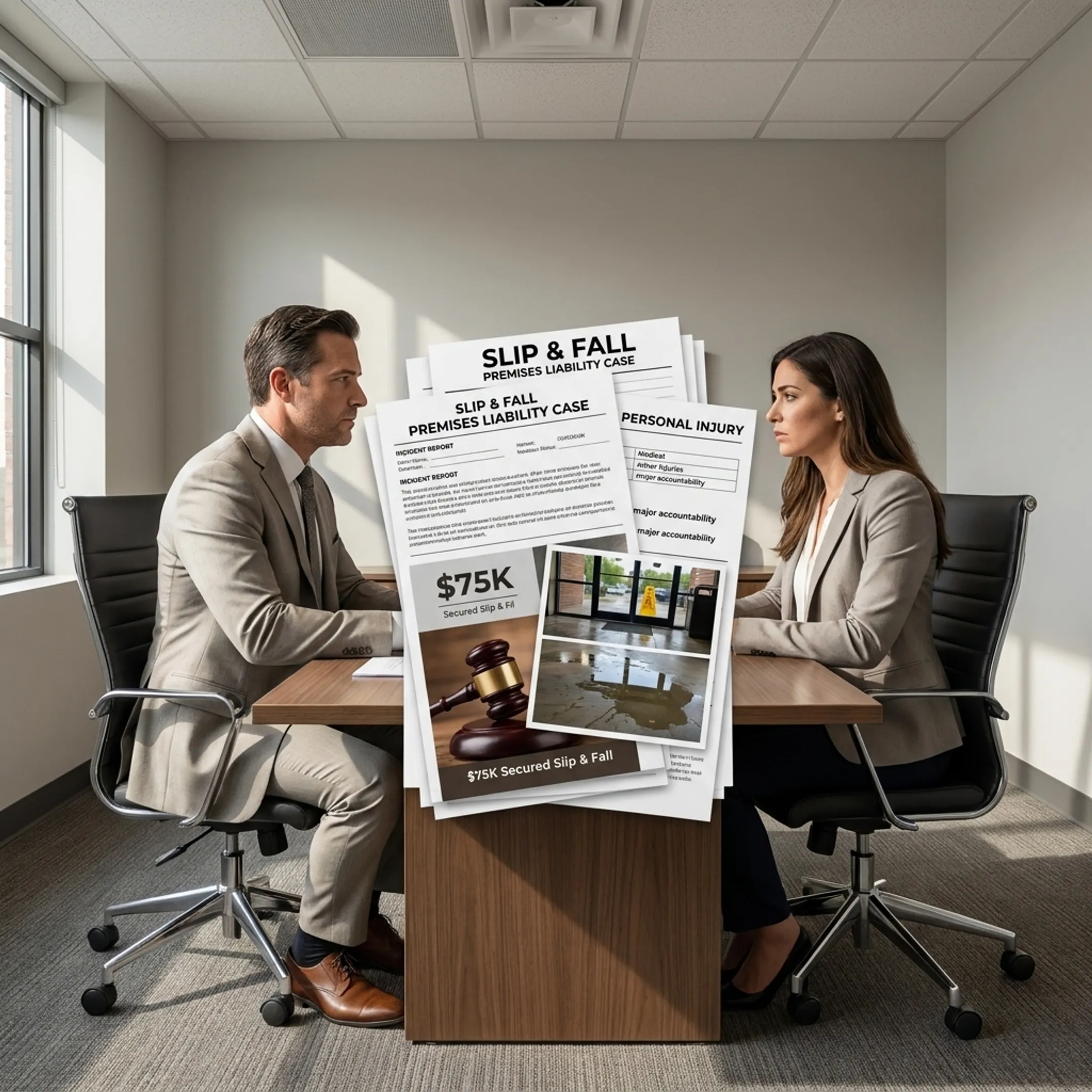 Personal injury attorney discussing a Florida premises liability claim with a client