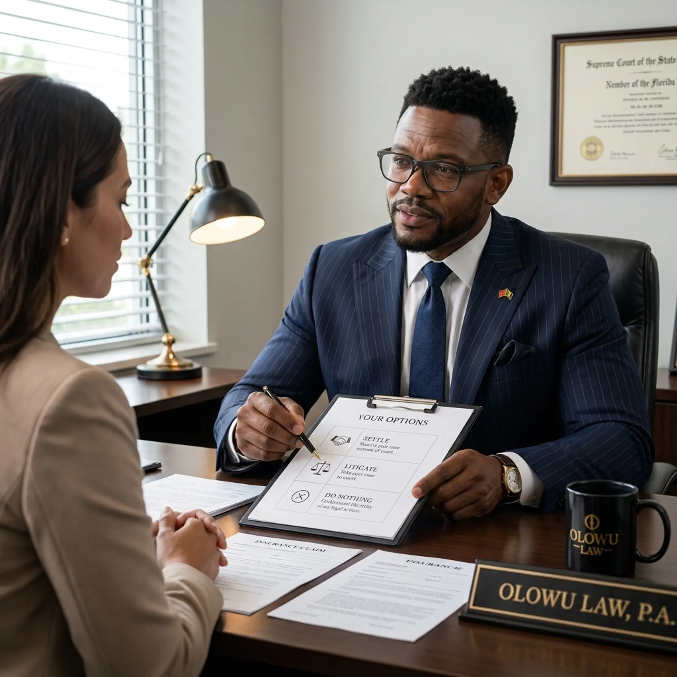 Attorney discussing a personal injury claim with a client