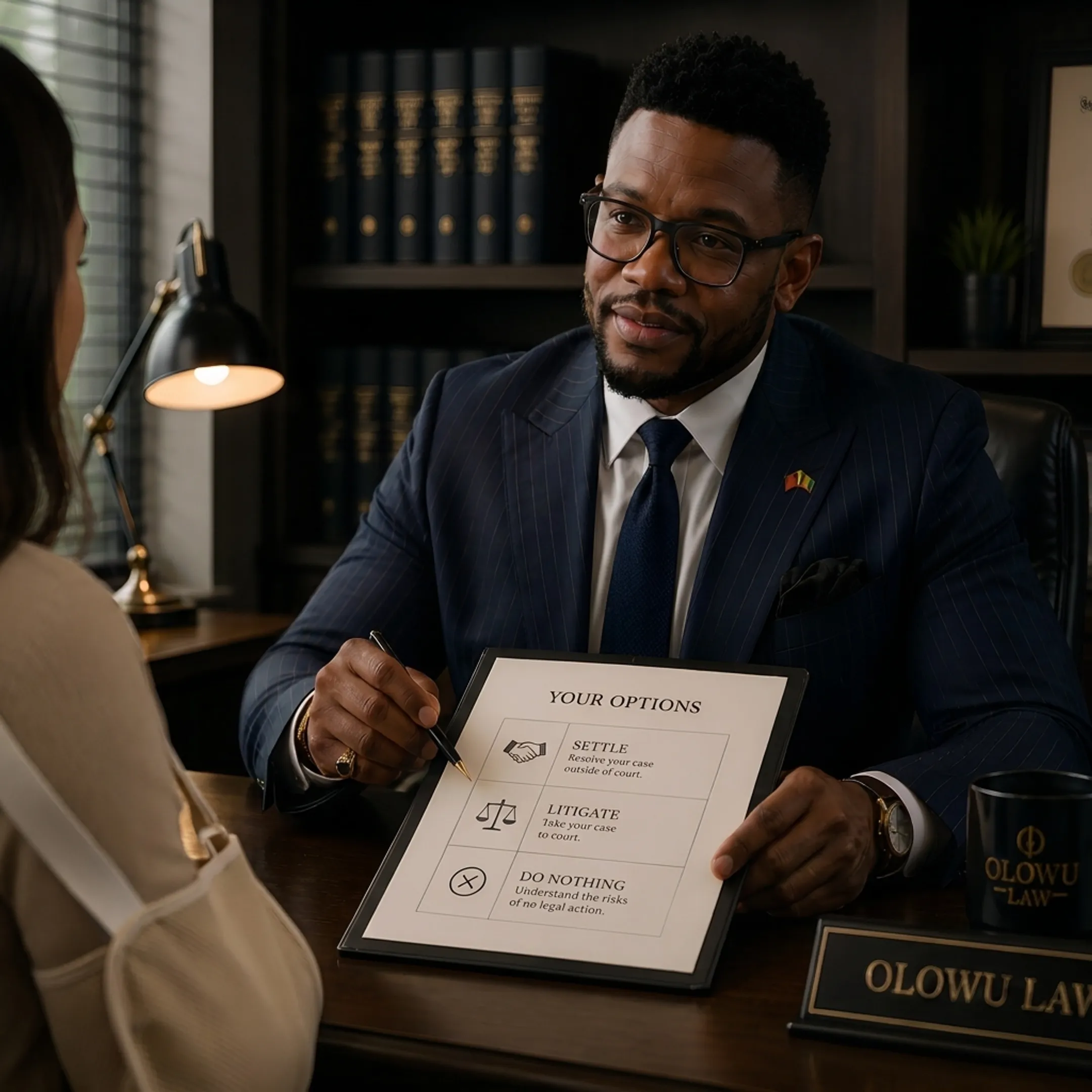 Attorney discussing an accident claim with an injured client