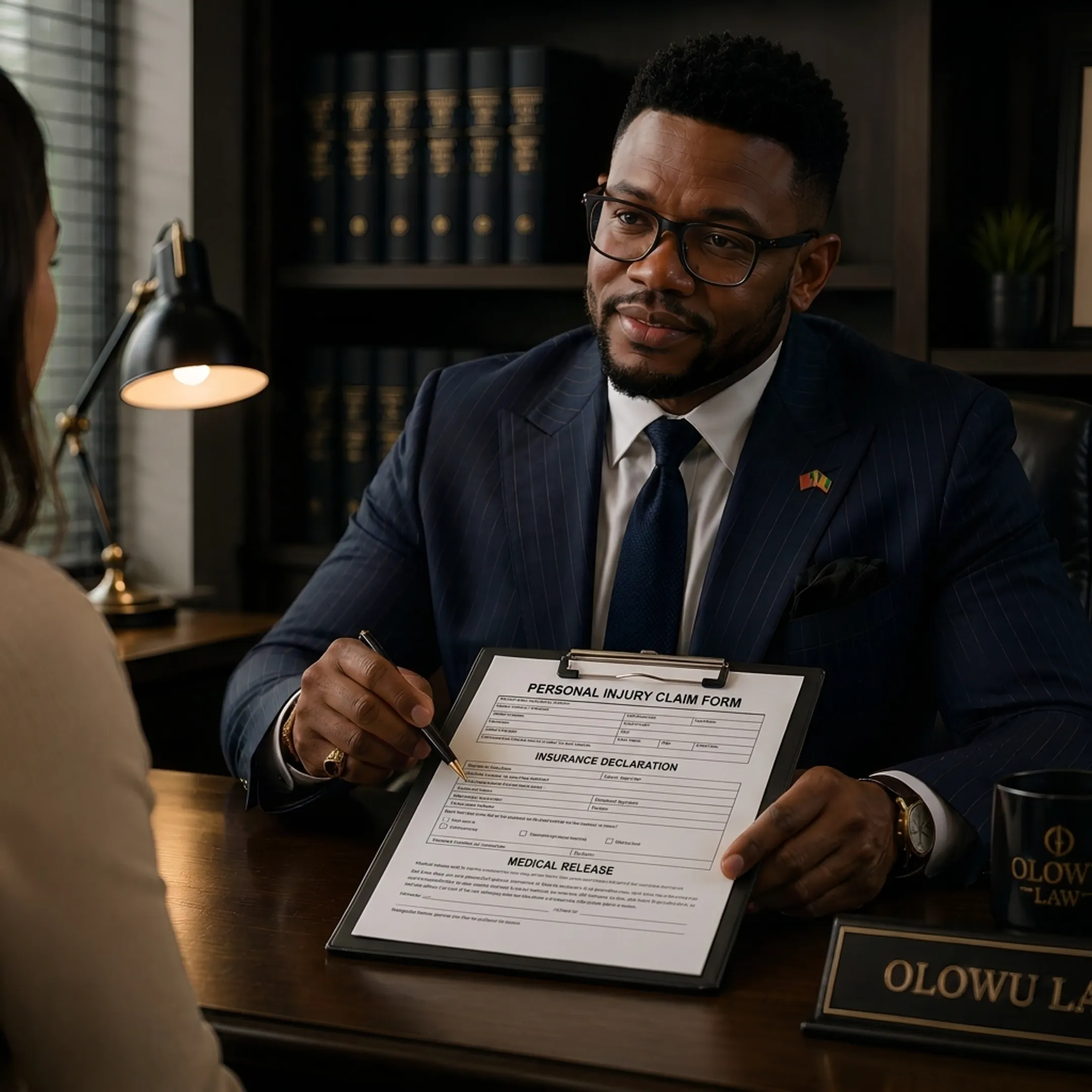 Attorney discussing a personal injury claim with a client