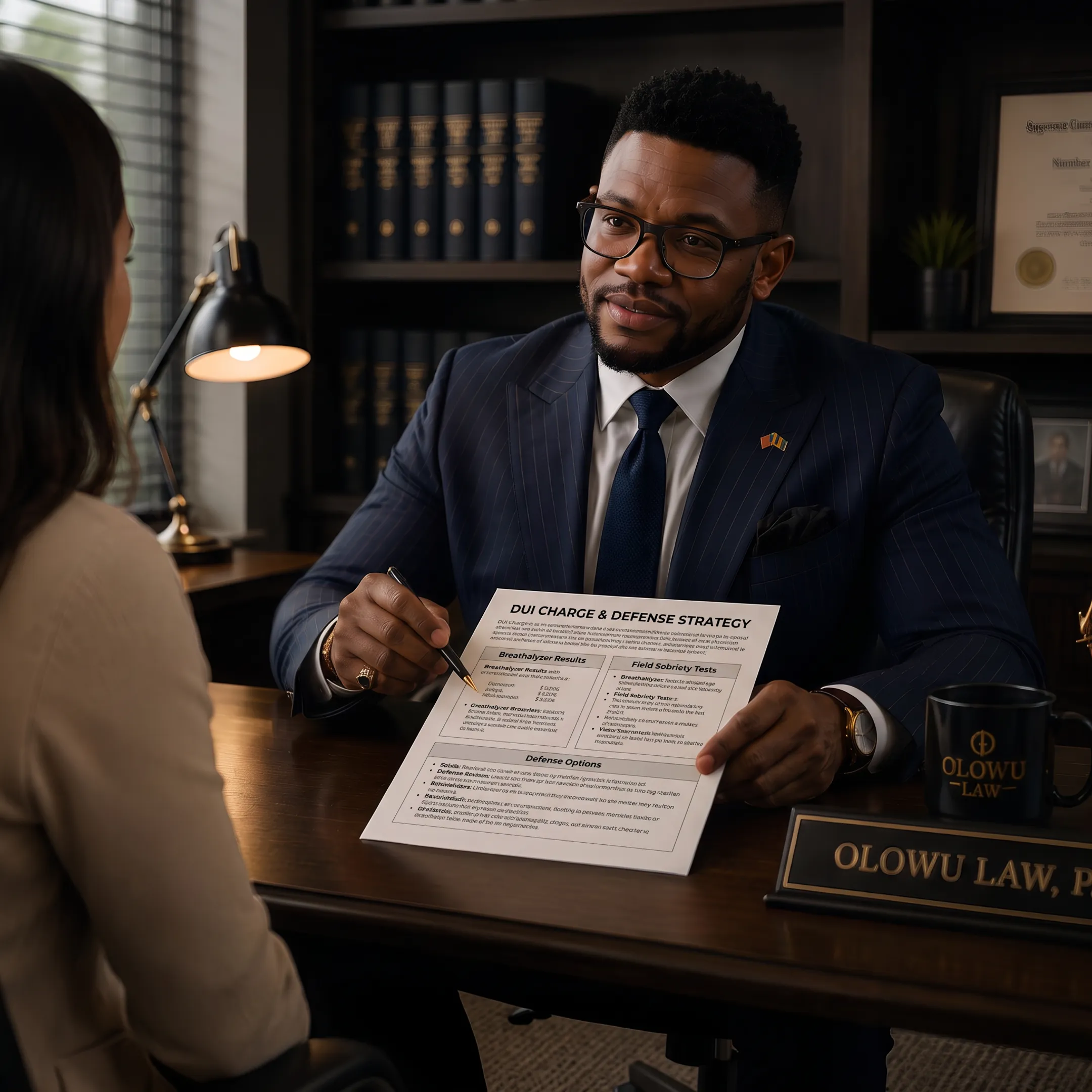 Attorney discussing Florida DUI defense strategy with client