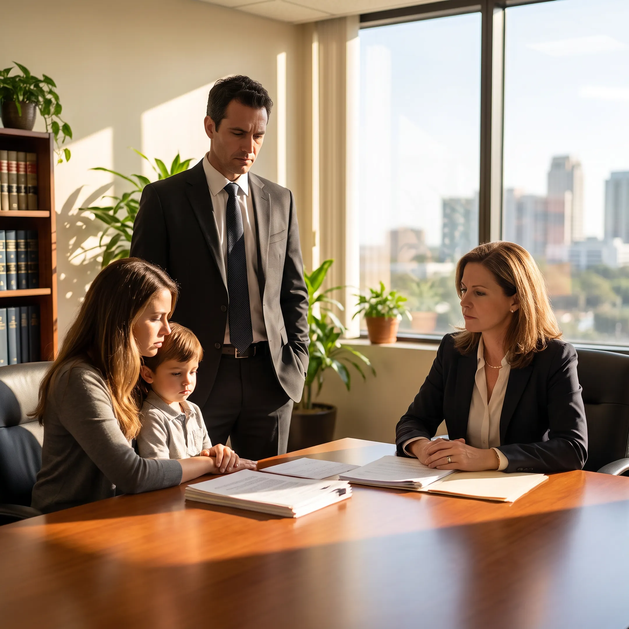 Attorney meeting compassionately with a grieving family about a wrongful death claim