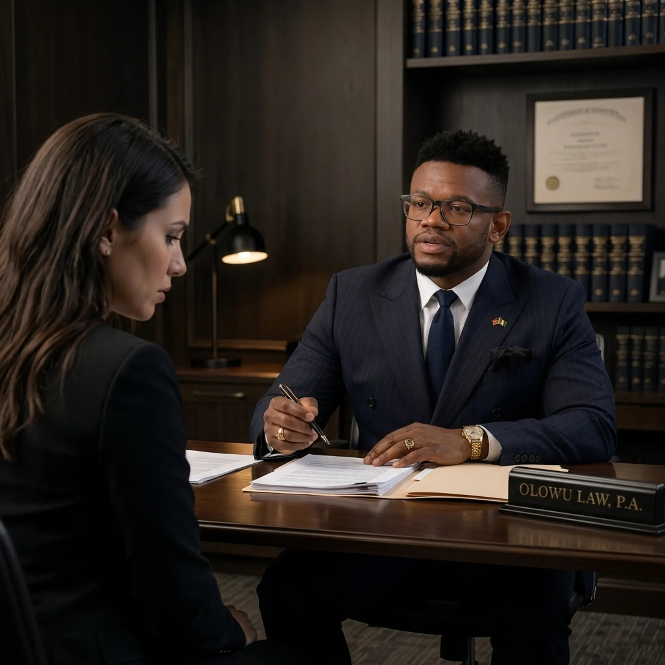 Attorney discussing a criminal defense strategy with a client