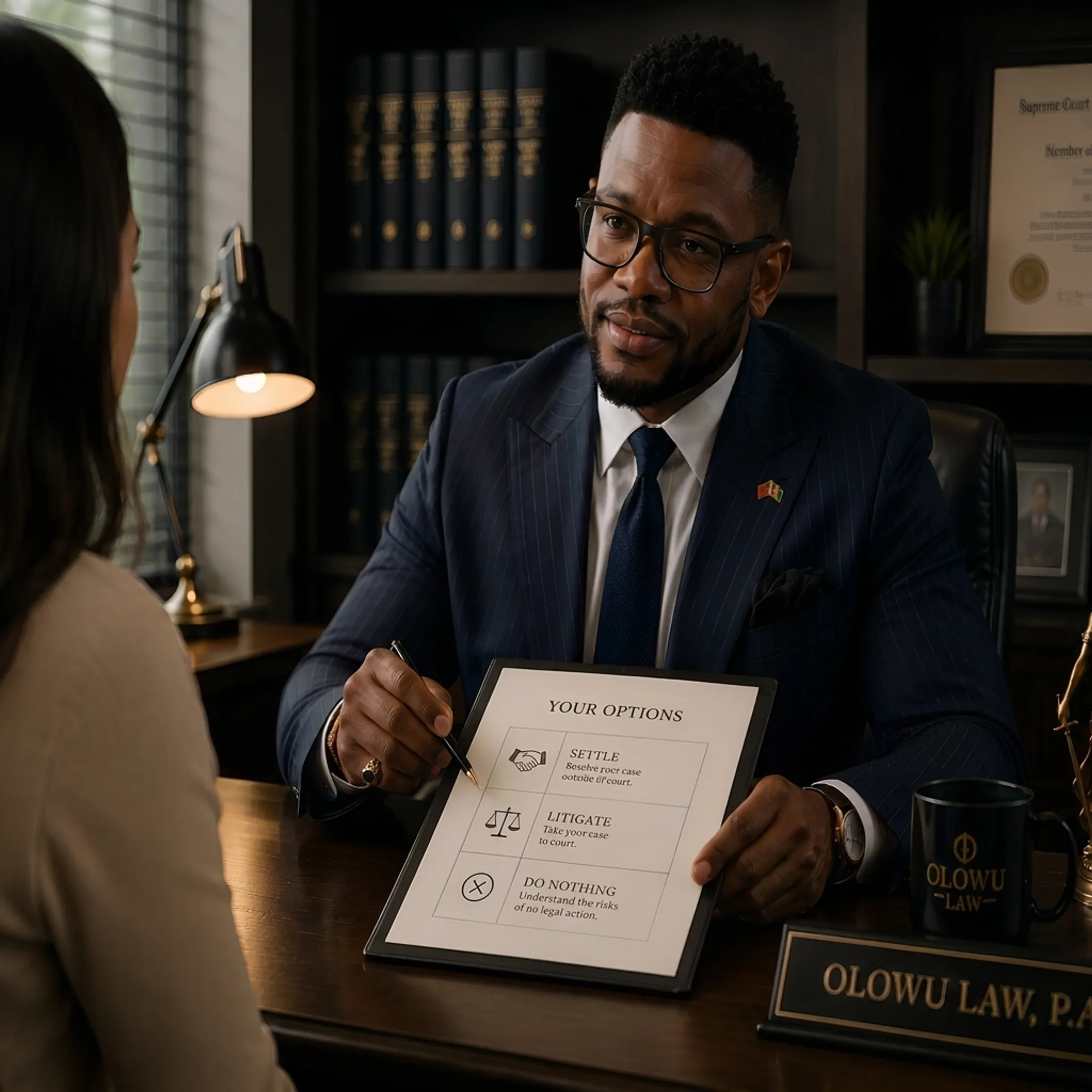 Attorney discussing a personal injury claim with a client
