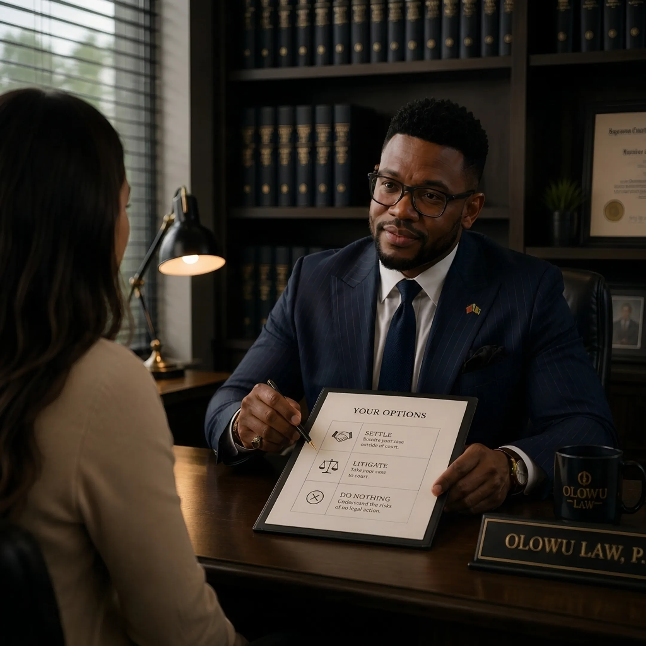 Attorney discussing a personal injury claim with a client