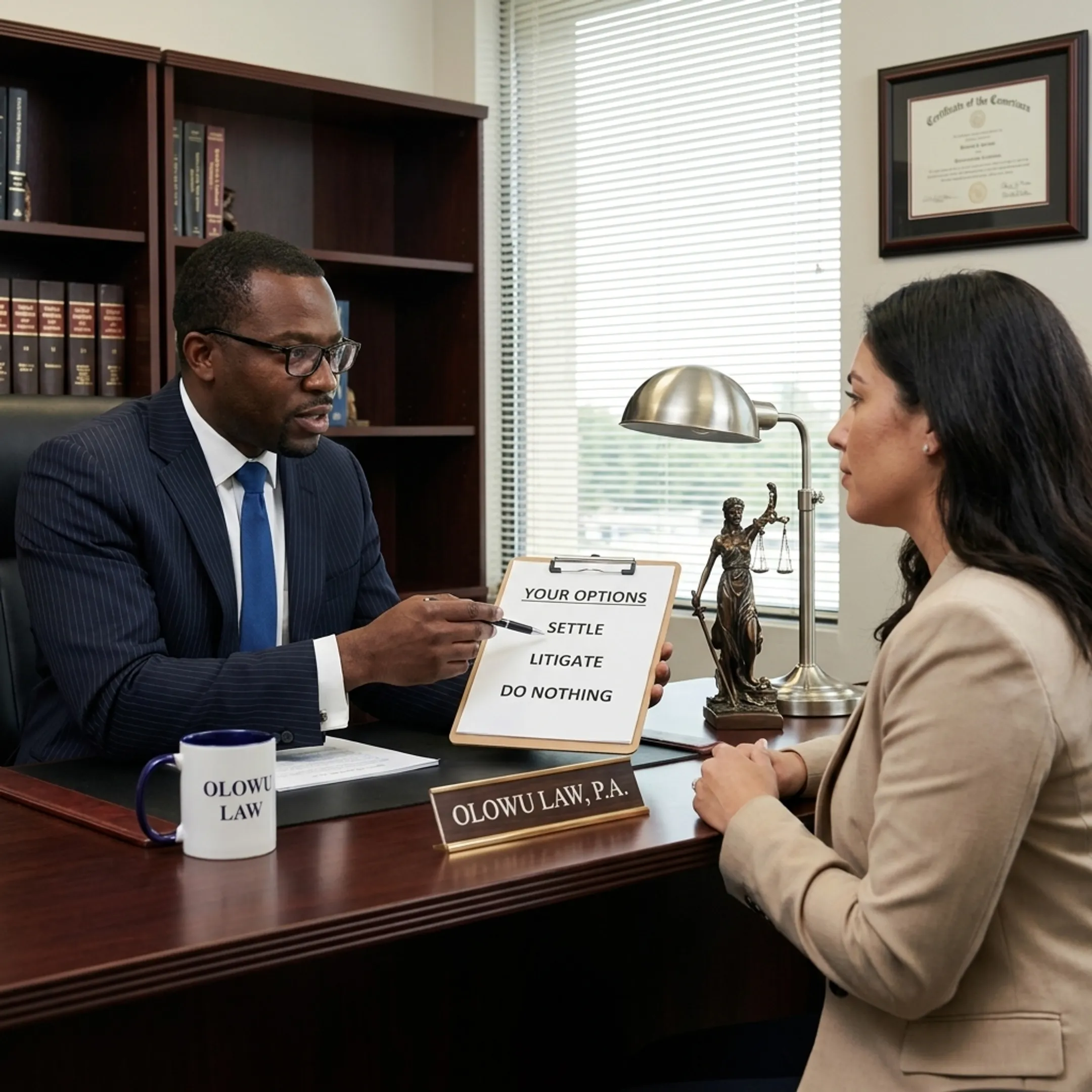 Attorney explaining a personal injury claim to a client