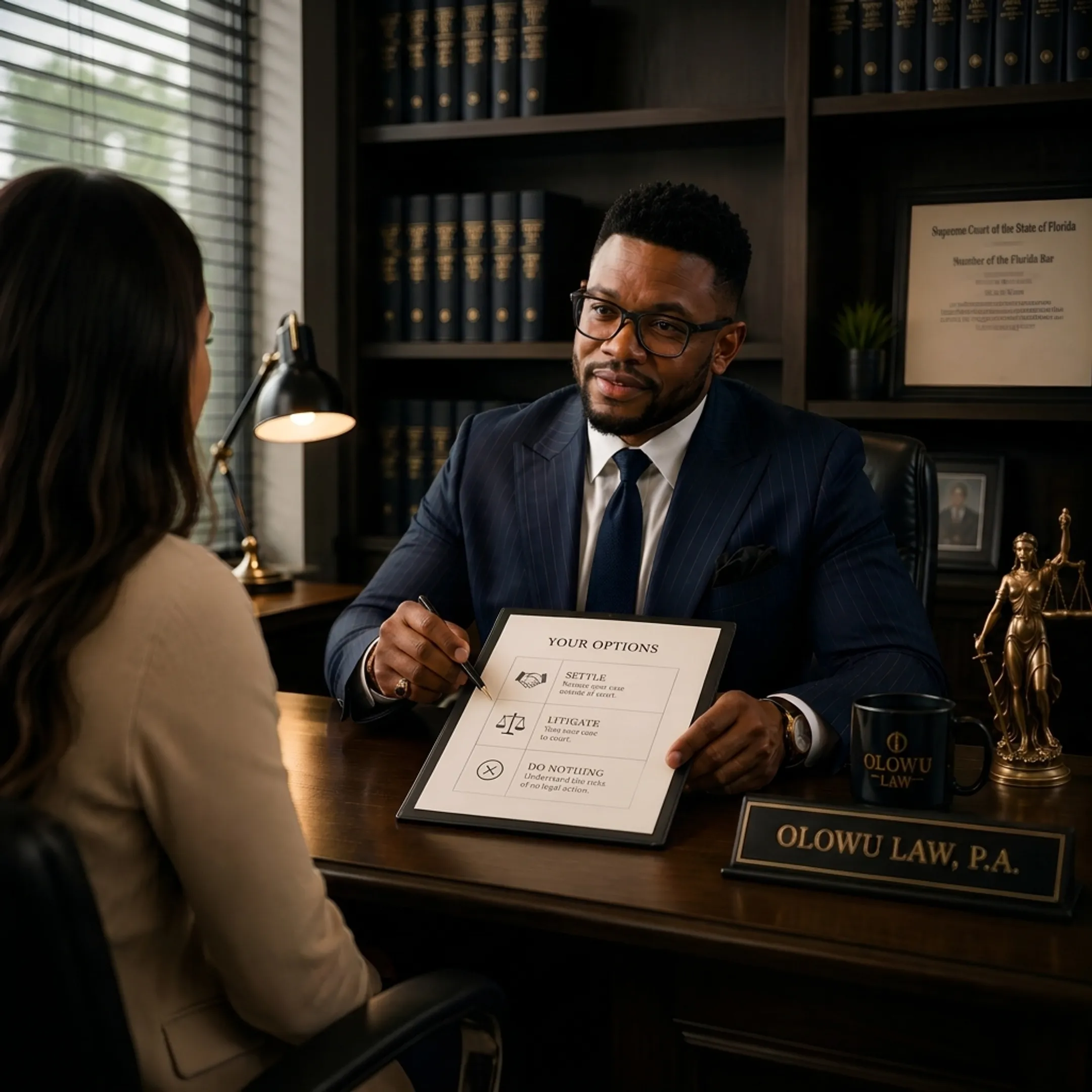 Attorney discussing an accident injury claim with a client